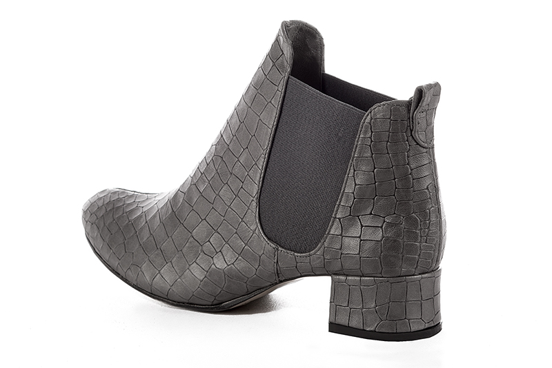 Boots femme :  couleur gris cendre. Bout rond. Petit talon évasé. Vue arrière - Florence KOOIJMAN