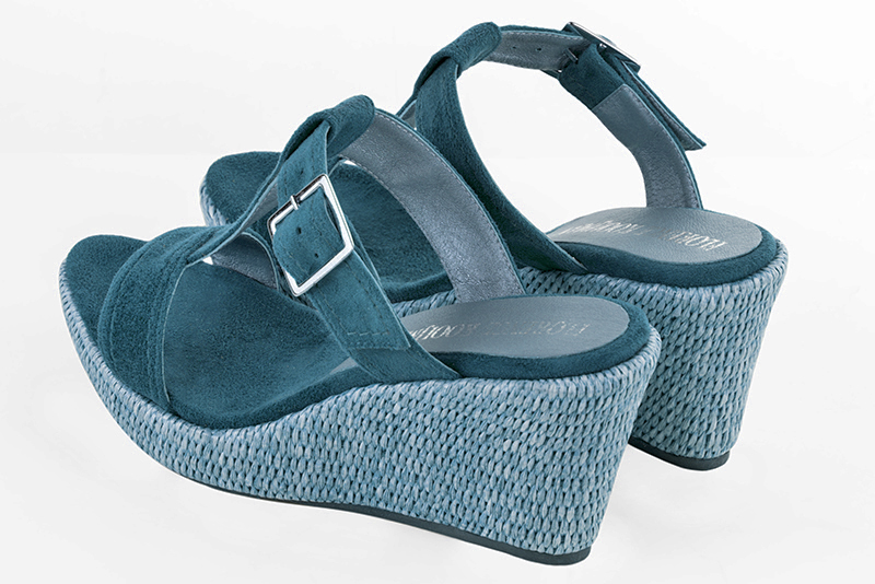 Sandale femme : Sandale soirées et cérémonies couleur bleu canard.. Vue arrière - Florence KOOIJMAN