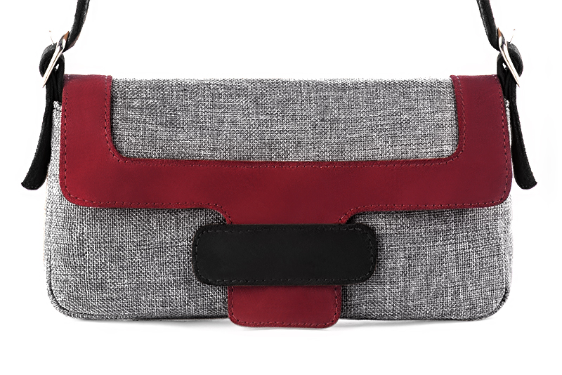 Luxueux petit sac à main, élégant et raffiné, coloris gris galet, rouge bordeaux et noir mat. Personnalisation : Choix des cuirs et des couleurs. - Florence KOOIJMAN