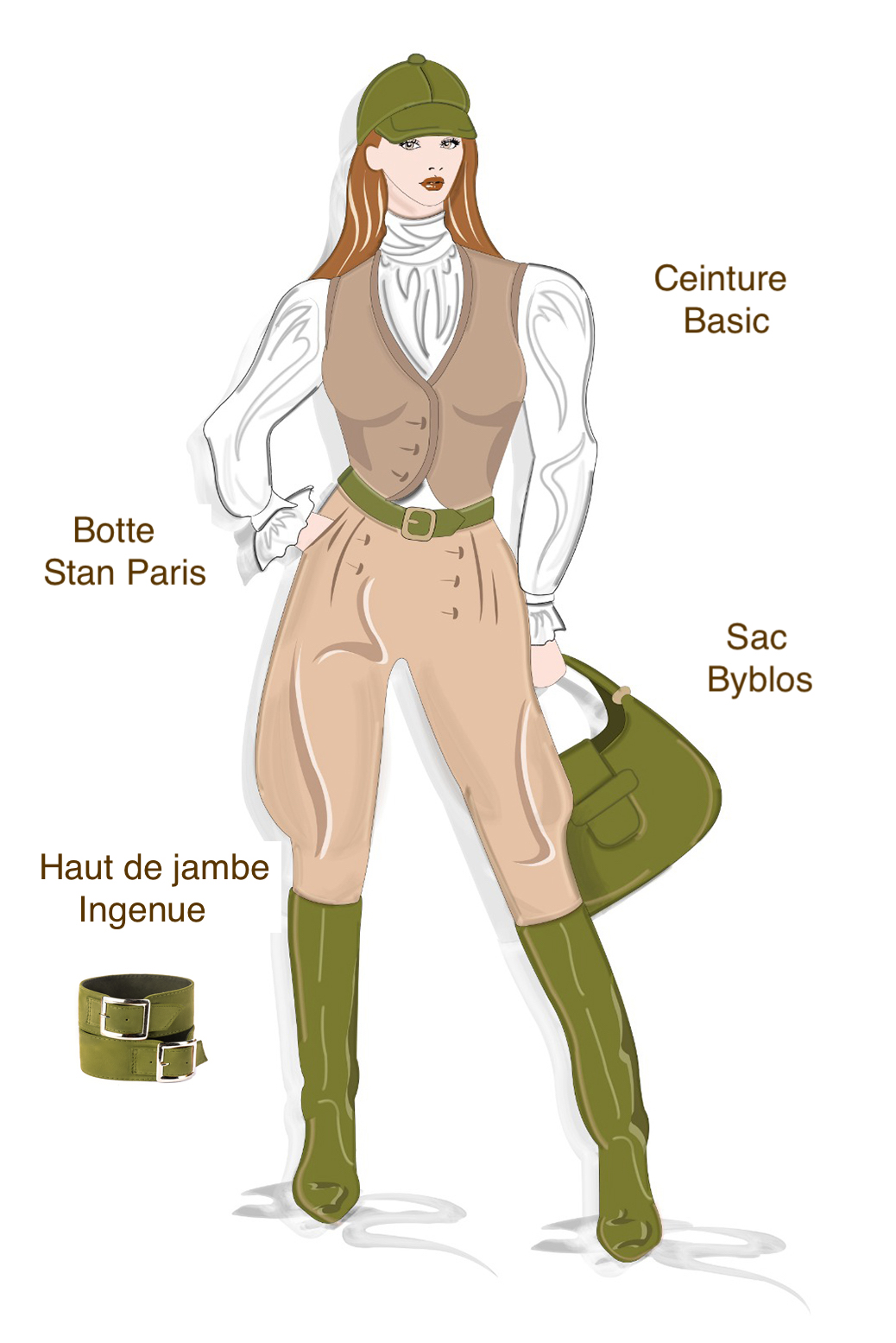 Botte femme : Bottes femme cavalières sur mesures couleur vert pistache. Bout rond. Semelle cuir petit talon. Vue de profil - Florence KOOIJMAN