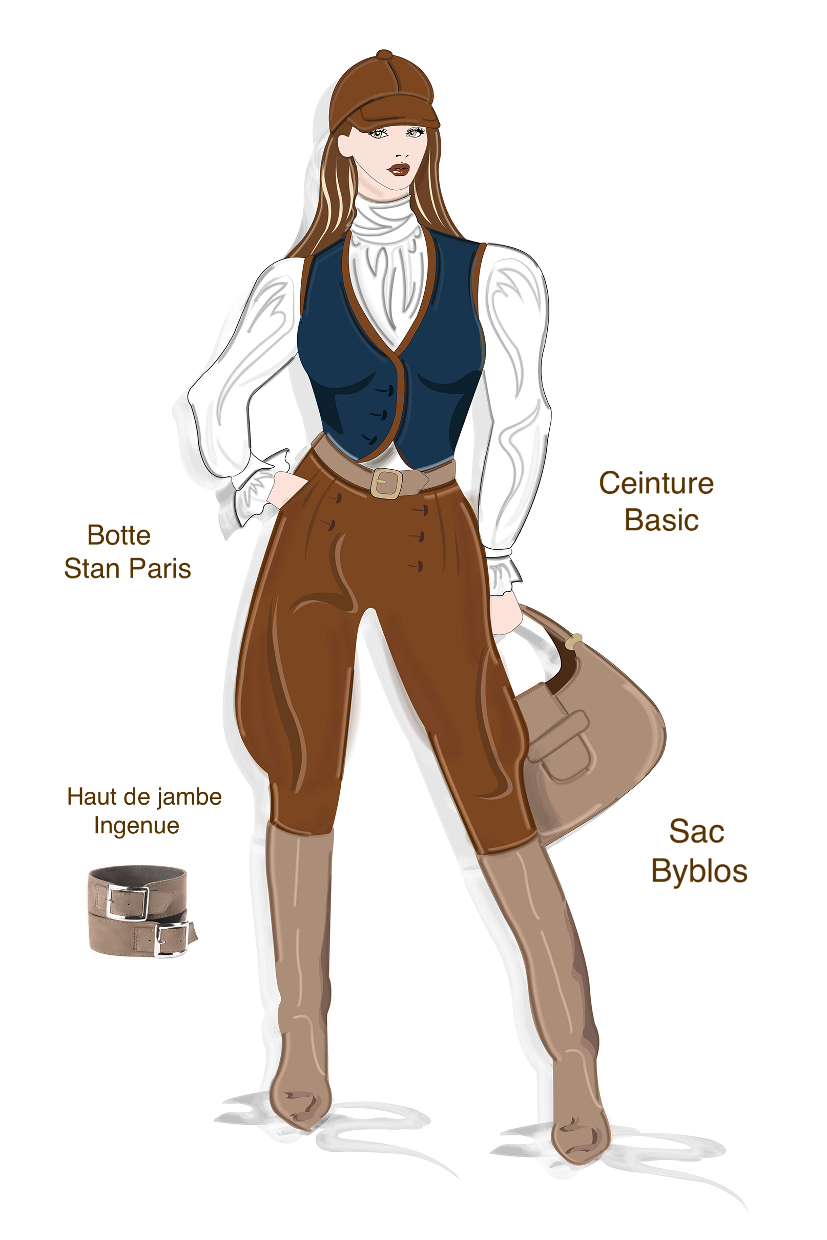 Botte femme : Bottes femme cavalières sur mesures couleur beige sahara. Bout rond. Semelle cuir petit talon. Vue de profil - Florence KOOIJMAN