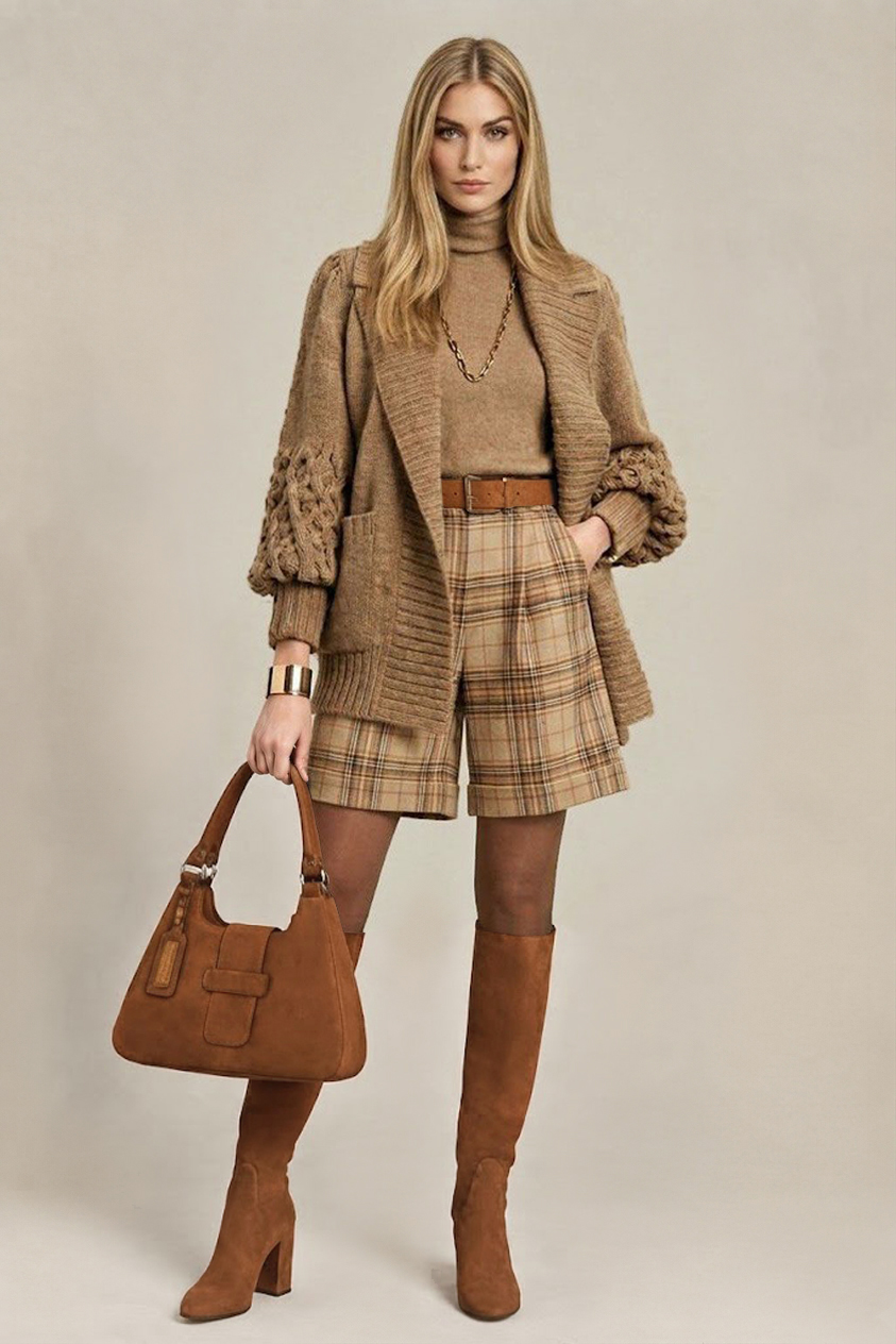 Bottes intemporelles sur mesure pour femme en cuir cognac avec bout rond et talon bottier de 8.5 cm - Vue du dessus