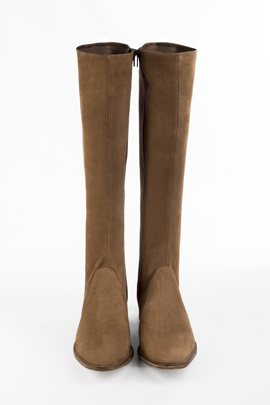 Basket femme habillée :  couleur beige camel. Semelle fine. Doublure cuir. Vue du dessus - Florence KOOIJMAN