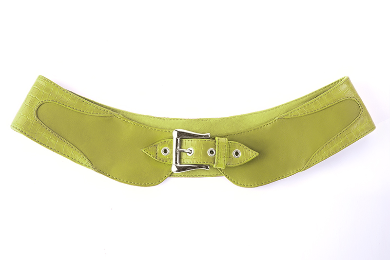 Petit sac baguette habillé femme en cuir vert pistache - Vue arrière