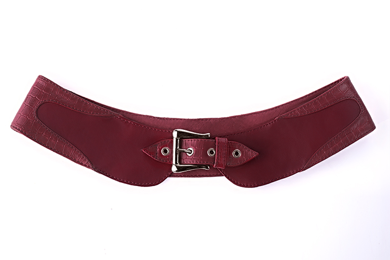 Petit sac baguette habillé femme en cuir rouge bordeaux - Vue arrière