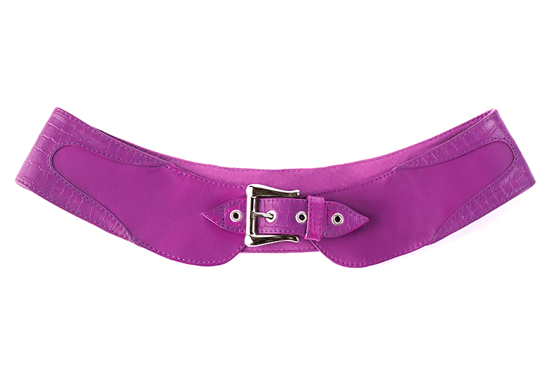 Petit sac baguette habillé femme en cuir violet mauve - Vue arrière