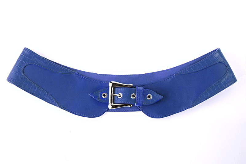 Petit sac baguette habillé femme en cuir bleu électrique - Vue arrière