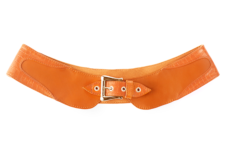 Petit sac baguette habillé femme en cuir orange abricot - Vue arrière