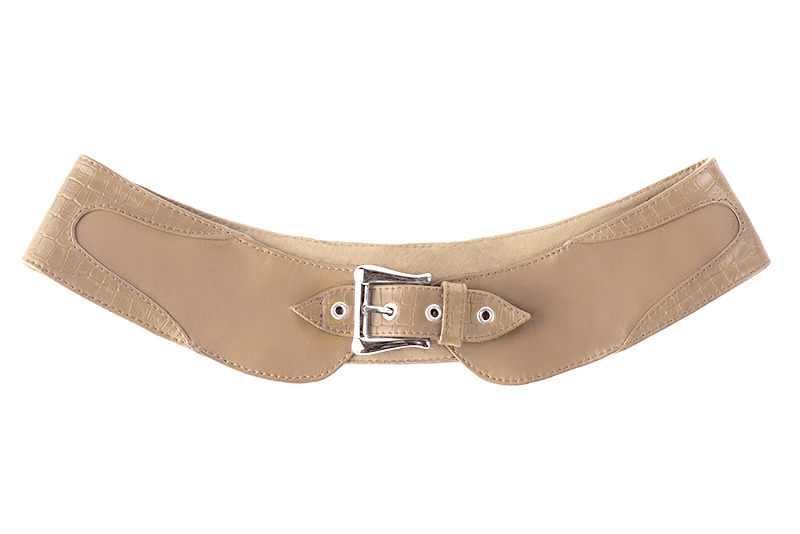 Petit sac baguette habillé femme en cuir beige sahara - Vue arrière