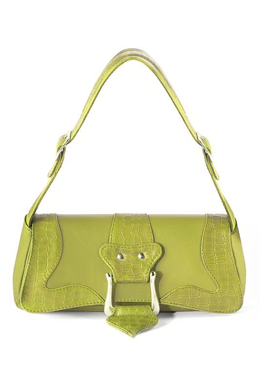 Petit sac baguette habillé femme en cuir vert pistache - Vue du dessus