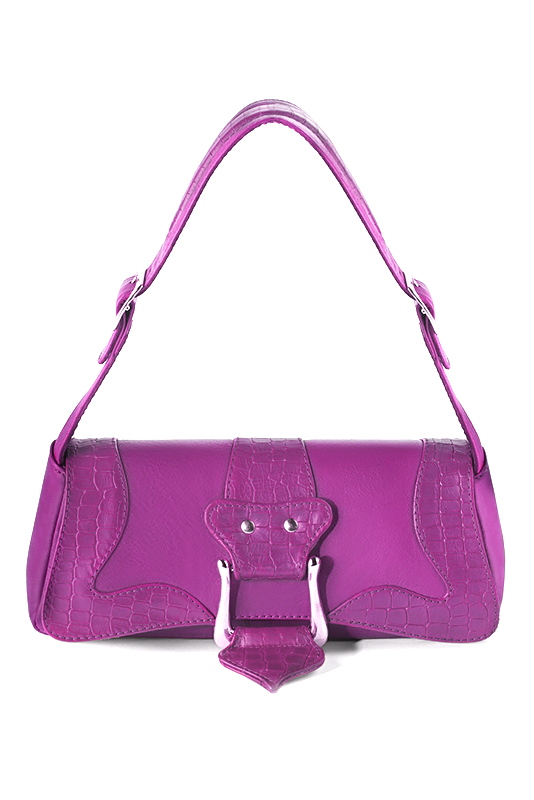 Petit sac baguette habillé femme en cuir violet mauve - Vue du dessus