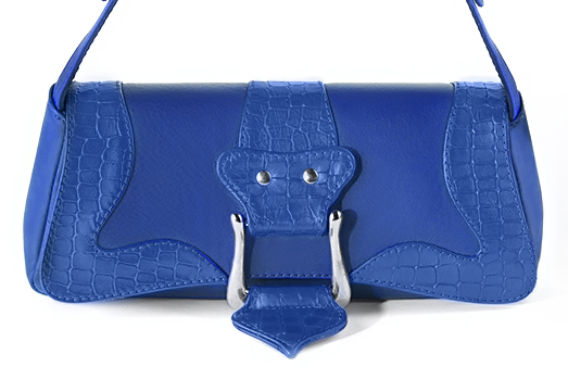Petit sac baguette habillé femme en cuir bleu électrique - Vue de profil