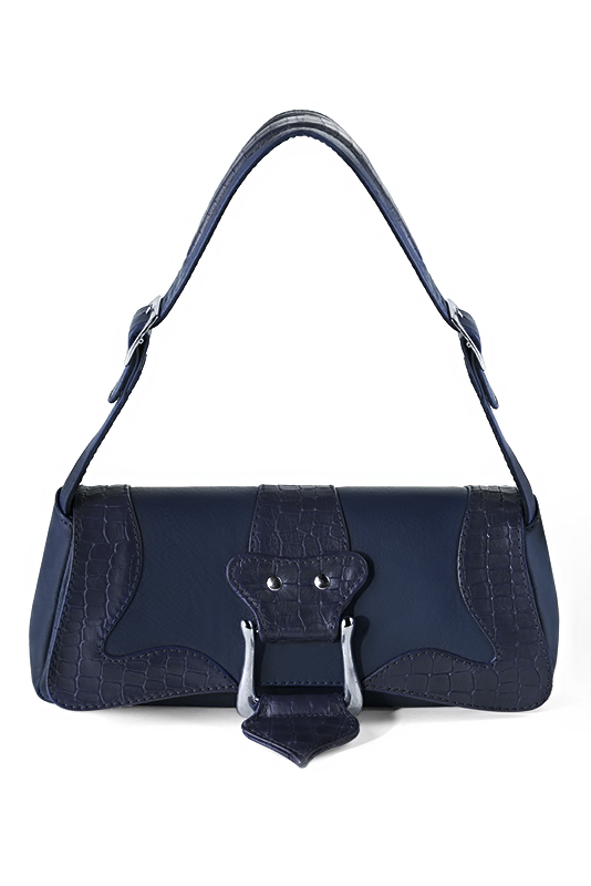 Petit sac baguette habillé femme en cuir bleu marine - Vue du dessus