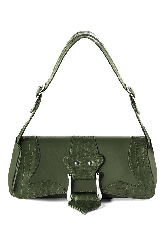 Petit sac baguette habillé femme en cuir vert bouteille - Vue du dessus