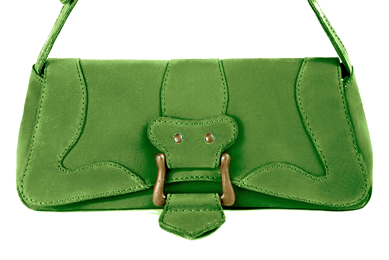 Petit sac baguette habillé femme en cuir vert anis - Vue de profil