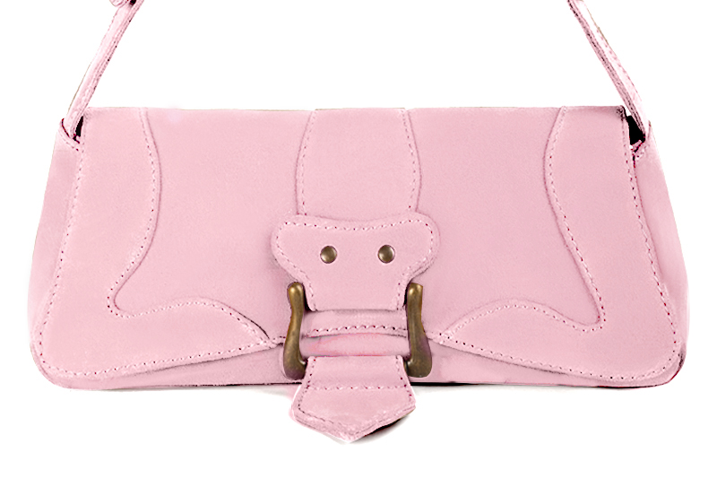 Petit sac baguette habillé femme en cuir rose pâle - Vue de profil
