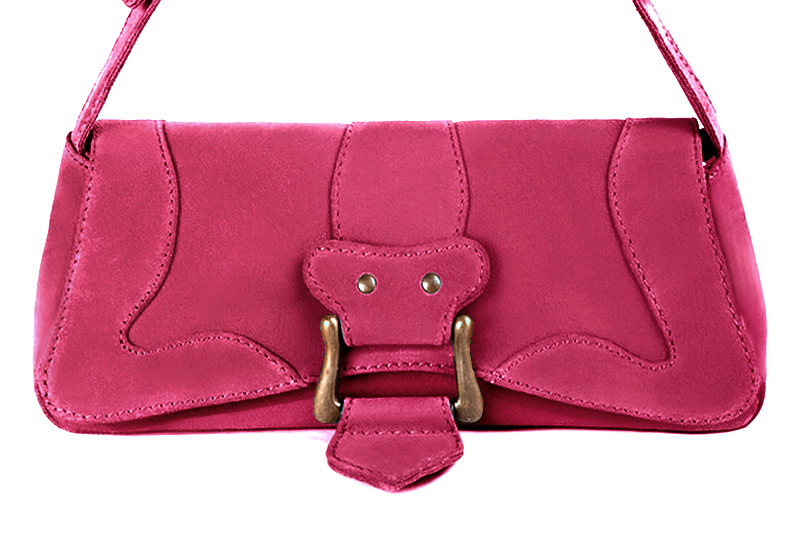Petit sac baguette habillé femme en cuir rose fuchsia - Vue de profil