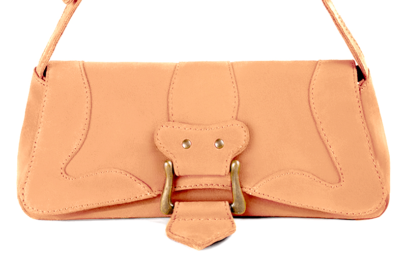 Petit sac baguette habillé femme en cuir orange curcuma - Vue de profil