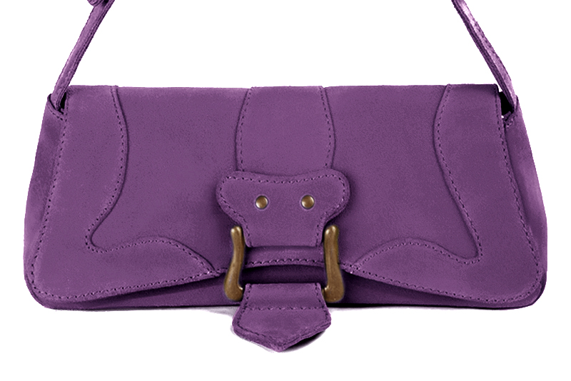 Petit sac baguette habillé femme en cuir violet améthyste - Vue de profil