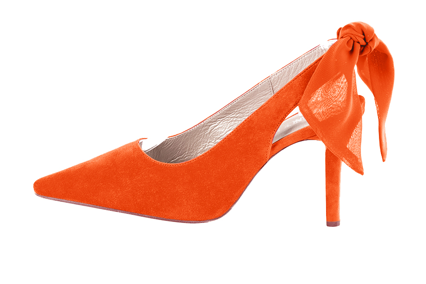 Chaussure femme à brides :  couleur orange clémentine.. Vue de profil - Florence KOOIJMAN