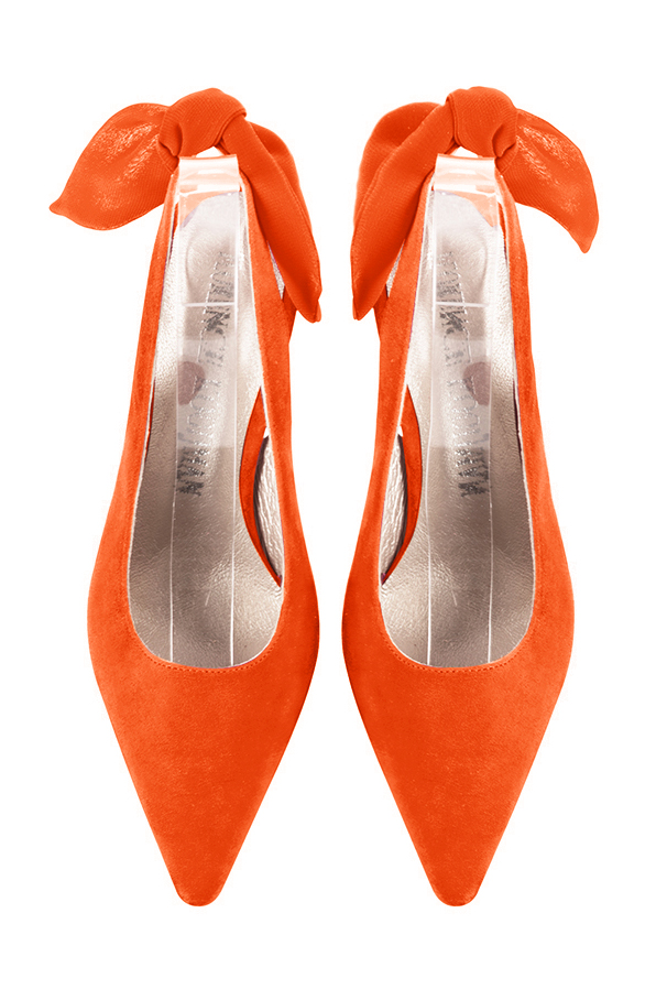 Chaussure femme à brides :  couleur orange clémentine.. Vue du dessus - Florence KOOIJMAN
