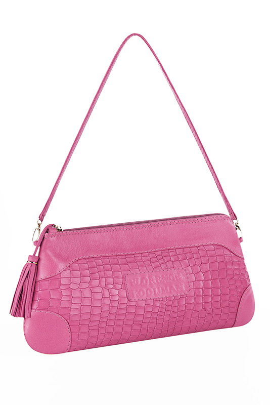 Escarpins habillés, élégants et raffinés, avec une bride à l'arrière, coloris rose fuchsia. Bout pointu. Mi-haut à haut. Talon fin. Cérémonie, soirée, cocktail, évènementiel. Personnalisation : Choix des cuirs, 
                des couleurs et des talons. Petites et grandes pointures. - Florence KOOIJMAN