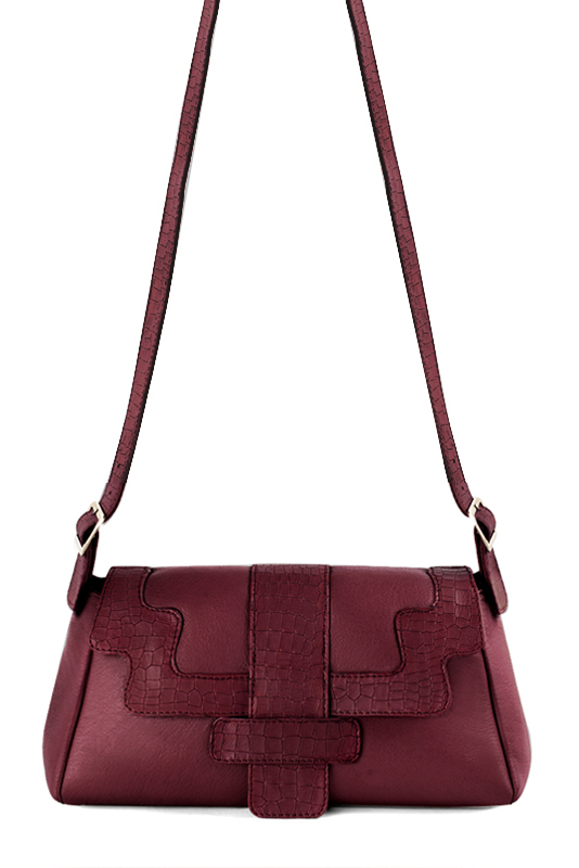 Sac porté à l'épaule pour femme en cuir bordeaux - Vue du dessus