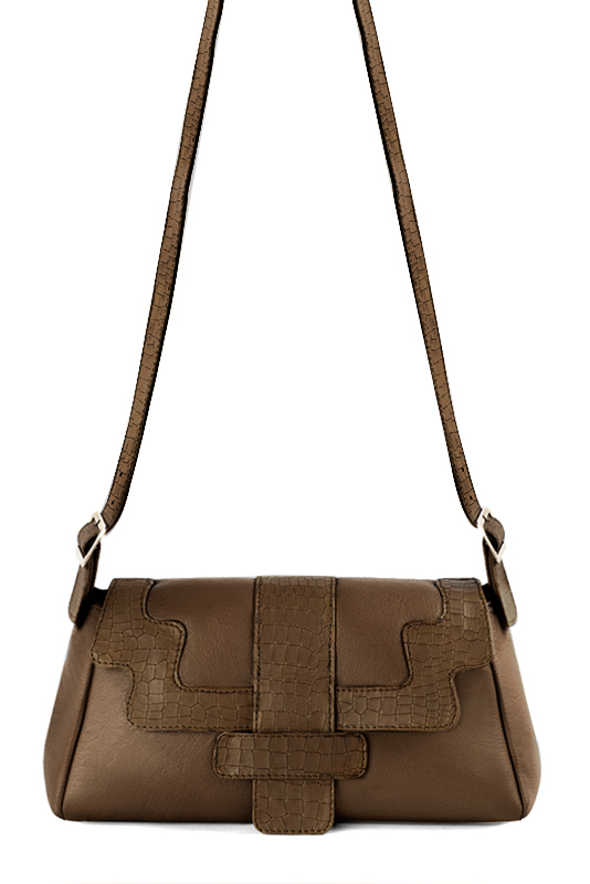 Sac porté à l'épaule pour femme en cuir cognac - Vue du dessus