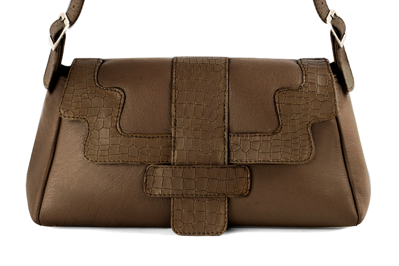 Sac porté à l'épaule pour femme en cuir cognac - Vue de profil