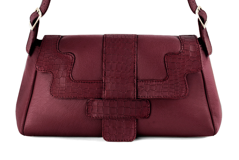 Sac porté à l'épaule pour femme en cuir bordeaux - Vue de profil