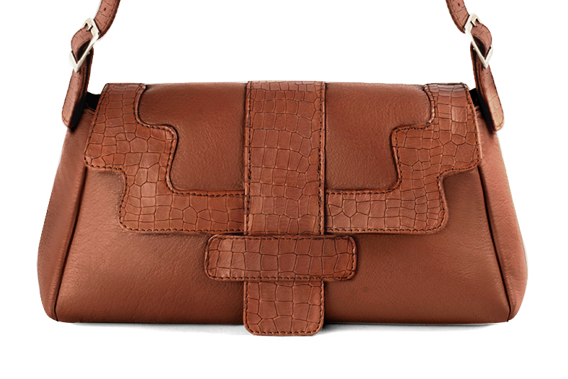 Sac porté à l'épaule pour femme en cuir terracotta - Vue de profil