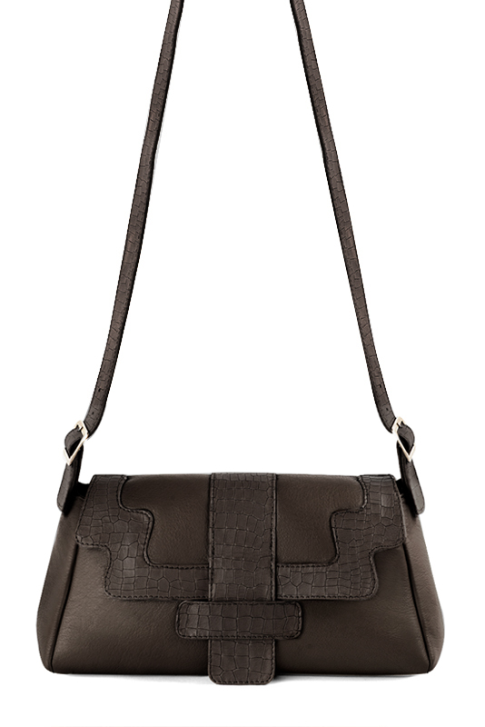 Sac porté à l'épaule pour femme en cuir marron foncé - Vue du dessus
