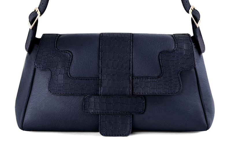 Sac porté à l'épaule pour femme en cuir bleu marine - Vue de profil