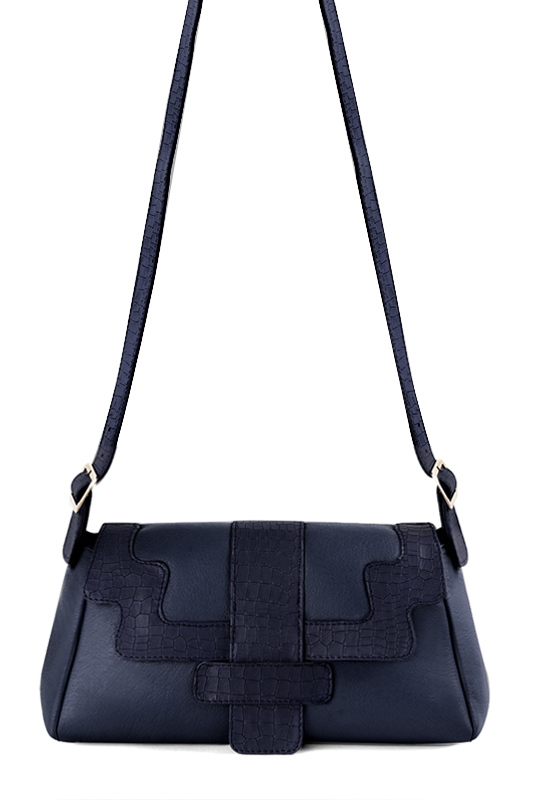 Sac porté à l'épaule pour femme en cuir bleu marine - Vue du dessus