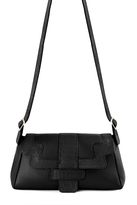 Sac porté à l'épaule pour femme en cuir noir - Vue du dessus