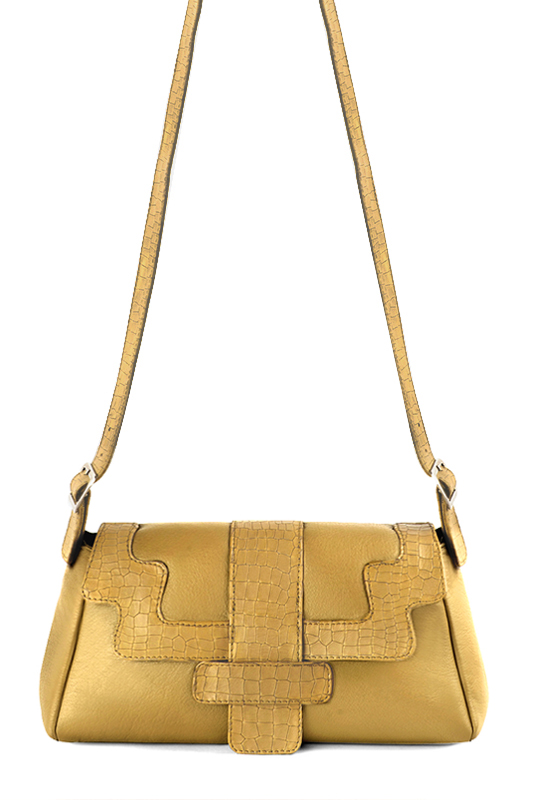 Sac porté à l'épaule habillé femme en cuir jaune ocre - Vue du dessus