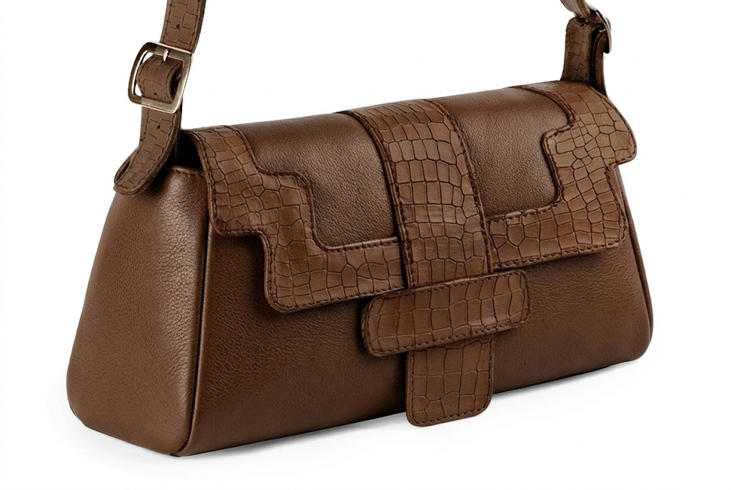 Sac porté à l'épaule pour femme en cuir cognac - Vue avant