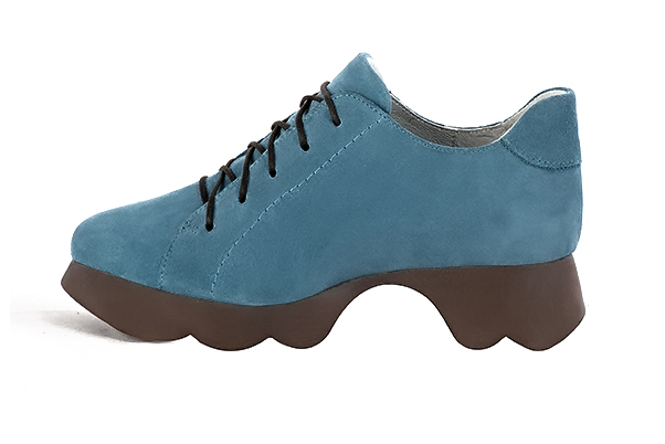 Chaussure femme à lacets : Derby sport couleur bleu canard.. Vue de profil - Florence KOOIJMAN